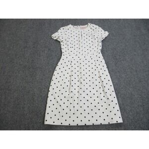 Brooks Brothers Red Fleece Dress Womens 2 White Black Polka‎ Dot Short Sleeve